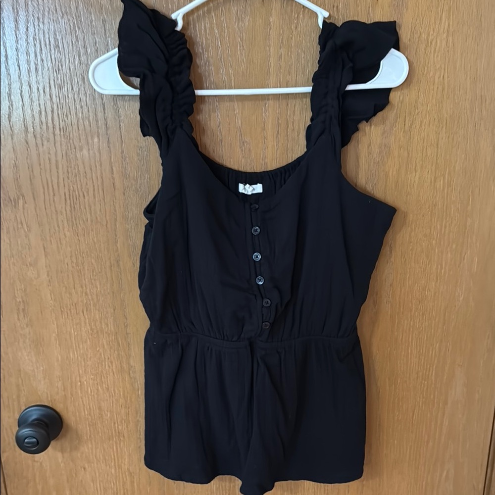 Maurices Black Buttoned Tank Top